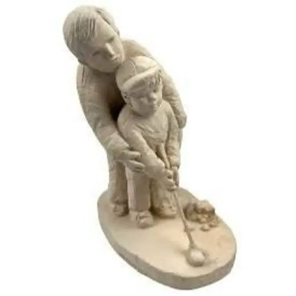 Vintage Austin Sculpture Dee Crowley Future Golfer Figure Beige Father Dad Son